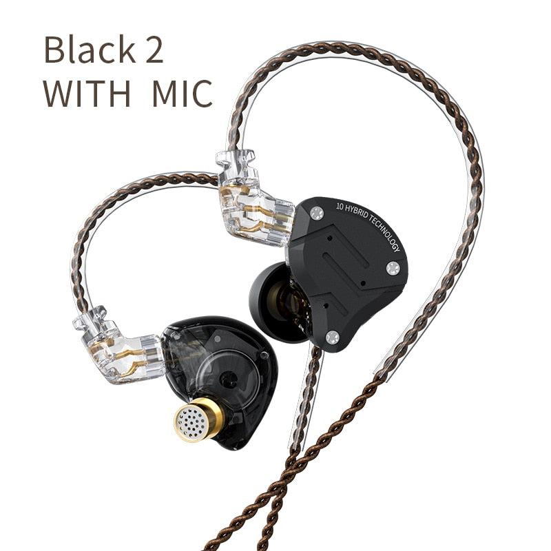 KZ ZS10 Pro Noise Cancelling Earphones 4BA+1DD Hybrid 10 driver Units HIFI Bass Earbuds in ear Monitor Metal Headset