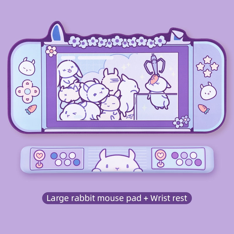 Kawaii Rabbit Trap Gaming Mouse Pad 44cm*80cm Super Cute Thickened Office Computer Big Mouse Pad Keyboard pad Wrist Rest Girl