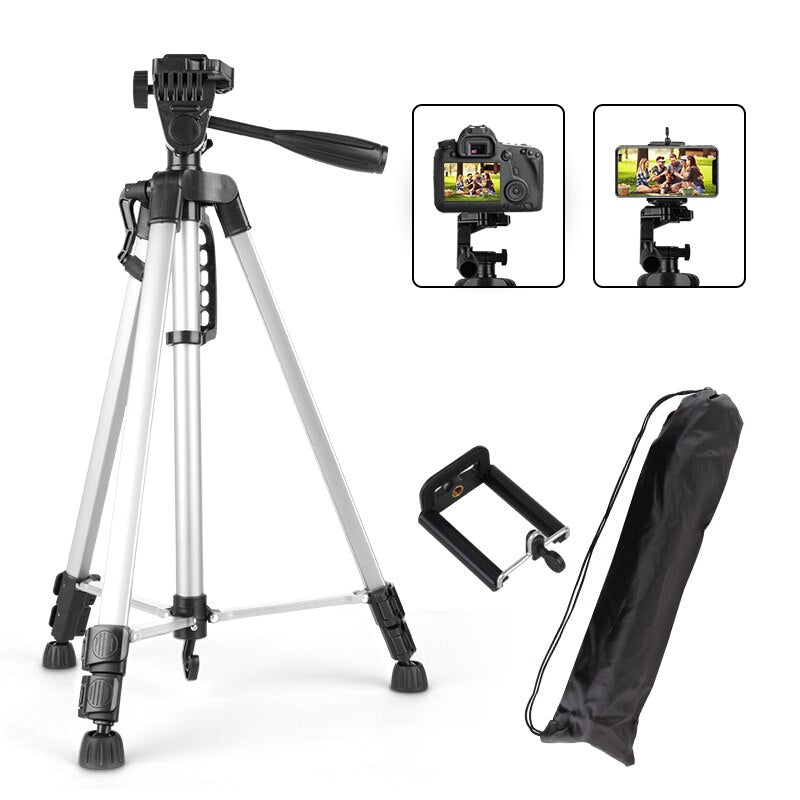 Yizhestudio Camera Tripod 50-140cm DSLR Flexible Portable Stand for Gopro iPhone Canon Nikon Sony with Phone Clip with 1/4 Screw