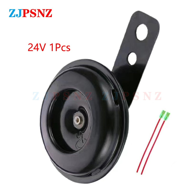 Universal Scooter Horn 6V 12V 24V 36V 48V 60V 72V E-Bikes Motorcycle Electric Horn Kits 110db Waterproof Round Loud Horn Speaker