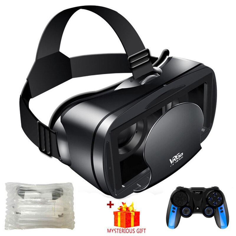 Virtual Reality 3D VR Headset Smart Glasses Helmet for Smartphones Cell Phone Mobile 7 Inches Lenses Binoculars with Controllers