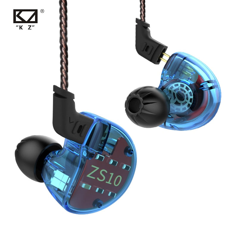 KZ ZS10 Headphones 10 drivers Earphones 4BA+1DD Dynamic hybrid Earbuds HiFi Bass Sport Headset Noise Cancelling in Ear Monitors