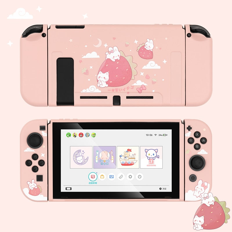 GeekShare Nintend Switch Case Cute Steamed Bread Rabbit Cartoon Soft Full Cover Back Girp Shell For Nintendo Switch Accessories