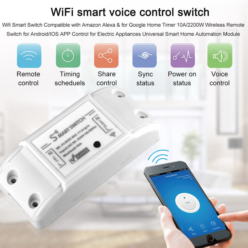 Tuya Wifi Switch DIY Wireless Remote Domotica Light Smart Home Automation Relay Module Controller Work with Alexa