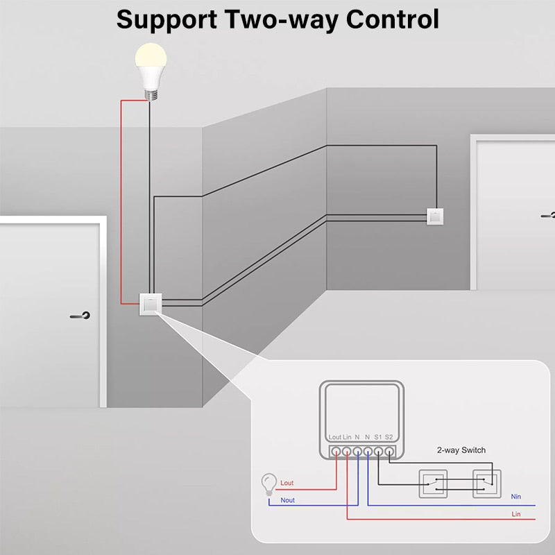 Tuya ZigBee / WiFi Mini Smart Switch 16A 2 Way Control Smart Home Automation Module Work with Alexa Google Home Alice Smart Life