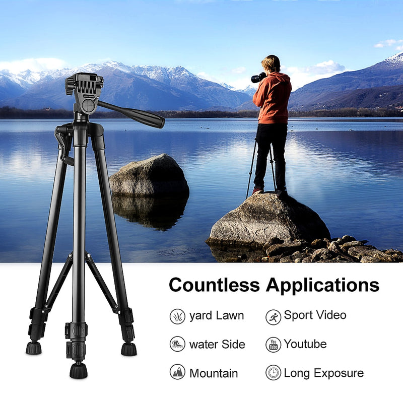 Yizhestudio Camera Tripod 50-140cm DSLR Flexible Portable Stand for Gopro iPhone Canon Nikon Sony with Phone Clip with 1/4 Screw