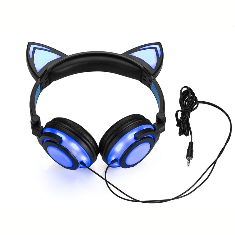 JINSERTA 2020 Cat Ear headphones LED Ear headphone cat earphone Flashing Glowing Headset Gaming Earphones for Adult and Children