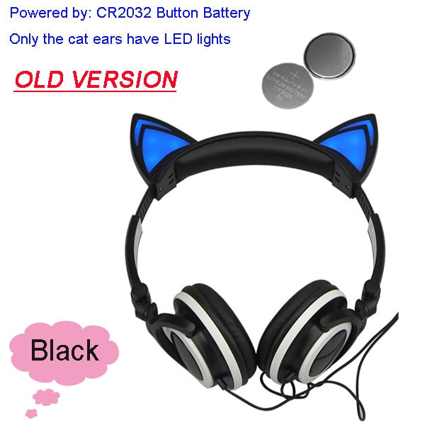 JINSERTA 2020 Cat Ear headphones LED Ear headphone cat earphone Flashing Glowing Headset Gaming Earphones for Adult and Children