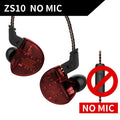 KZ ZS10 Headphones 10 drivers Earphones 4BA+1DD Dynamic hybrid Earbuds HiFi Bass Sport Headset Noise Cancelling in Ear Monitors