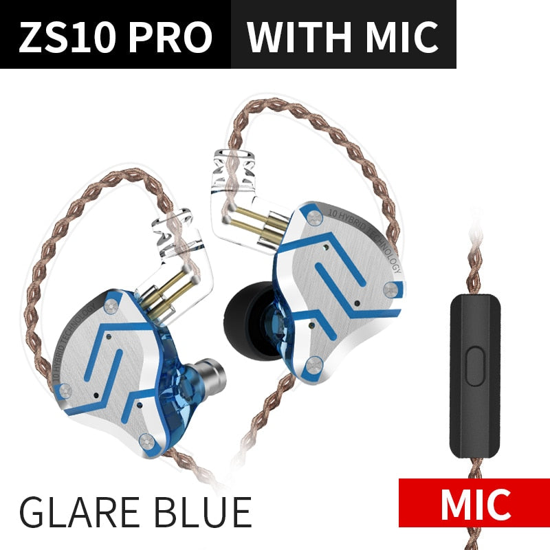 KZ ZS10 Pro Noise Cancelling Earphones 4BA+1DD Hybrid 10 driver Units HIFI Bass Earbuds in ear Monitor Metal Headset