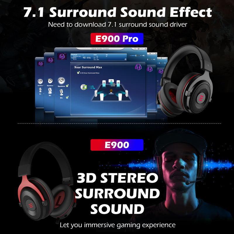 EKSA E900 Pro / E900 Headset Gamer Wired PC USB 3.5mm XBOX/ PS4 Headphone with Microphone 7.1 Surround Sound For Computer Laptop