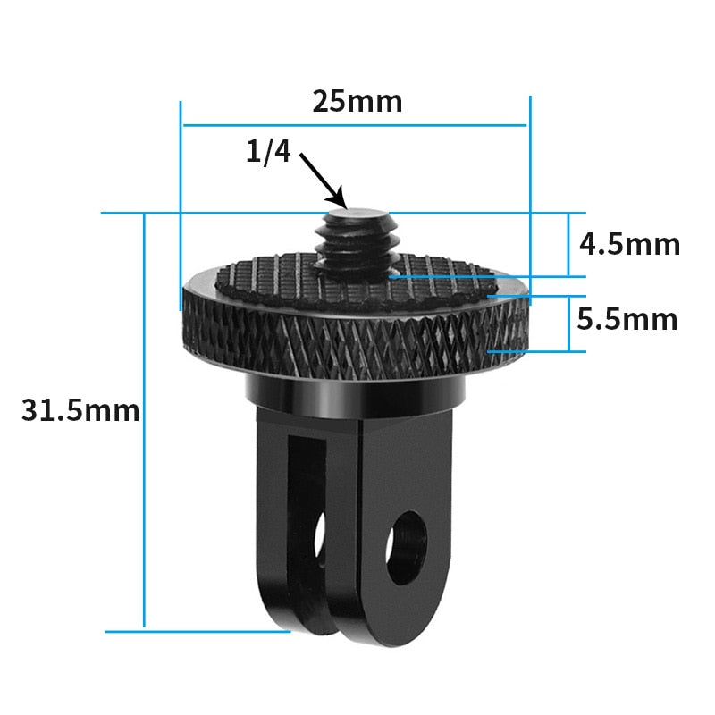 Aluminum Alloy 1/4 inch Mini Tripod Adapter Mount for GoPro Hero 9 8 7 6 5 4 Black Sjcam M10 Xiaomi Yi 4K Eken Go Pro Accessory