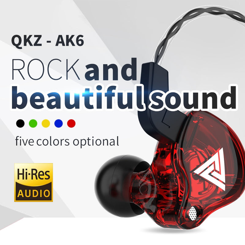 QKZ AK6 EDX 1DD In Ear Earphones HIFI Bass Earbuds Monitor Earphones Sport Noise Cancelling Headset ES4 ZST X ED9 ED12 ZS3