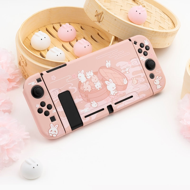 GeekShare Nintendo Switch Case Steamed Bread Rabbit Cartoon Dessert Fairy League Soft Cover Back Girp Shell For Nintend Switch