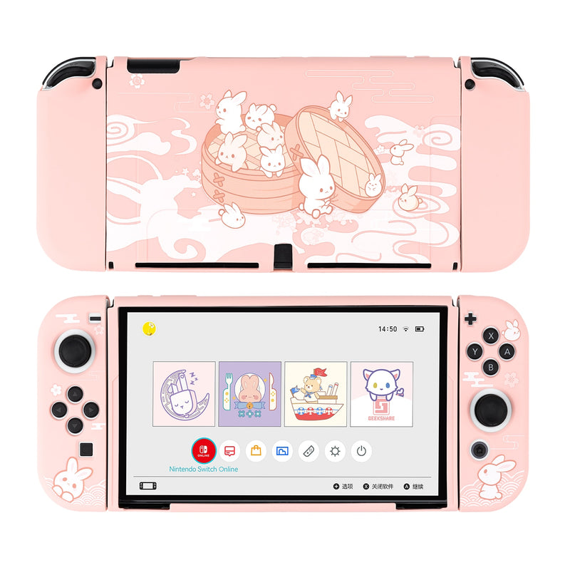 GeekShare Nintendo Switch Case Steamed Bread Rabbit Cartoon Dessert Fairy League Soft Cover Back Girp Shell For Nintend Switch