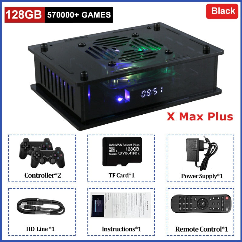 TSINGO New Super Console X Max Plus 4K HD Output Dual System WiFi Retro TV Video Game Player 65000+ Games For PSP/PS1/SS/N64