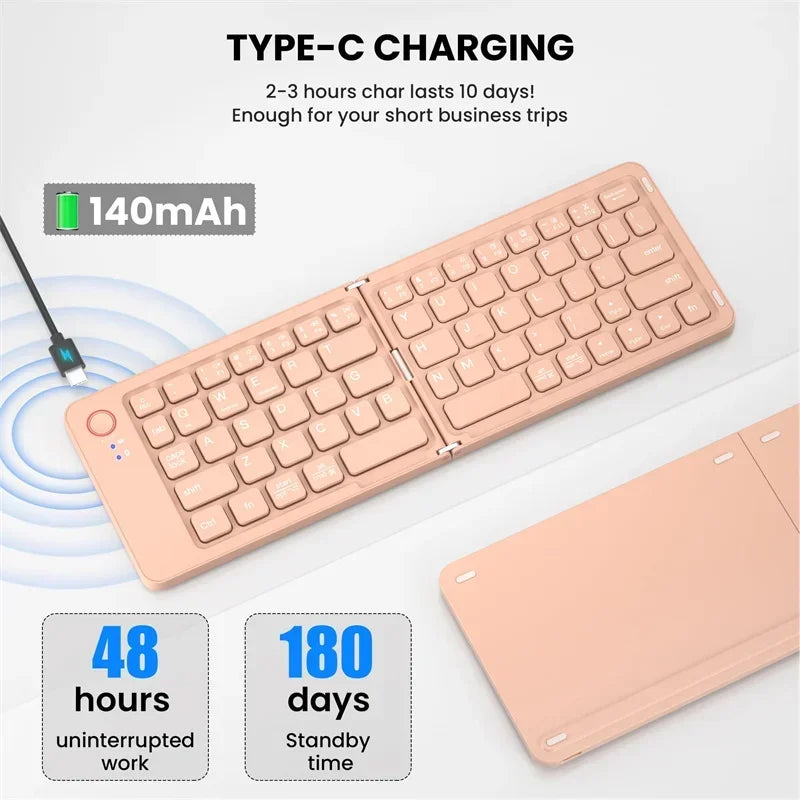 Hebrew/Russian/Spanish/Portuguese/Korean Folding Keyboard Bluetooth Keyboard Portable For Tablet iPad PC Android IOS Windows