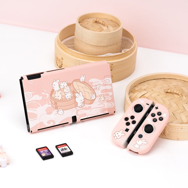 GeekShare Nintendo Switch Case Steamed Bread Rabbit Cartoon Dessert Fairy League Soft Cover Back Girp Shell For Nintend Switch