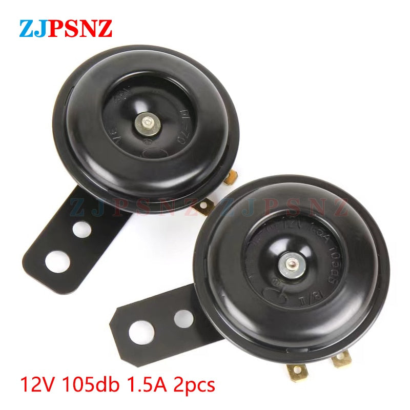 Universal Scooter Horn 6V 12V 24V 36V 48V 60V 72V E-Bikes Motorcycle Electric Horn Kits 110db Waterproof Round Loud Horn Speaker