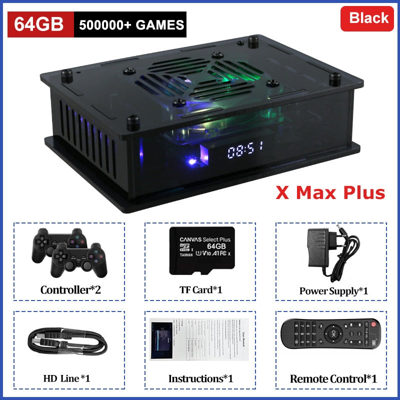 TSINGO New Super Console X Max Plus 4K HD Output Dual System WiFi Retro TV Video Game Player 65000+ Games For PSP/PS1/SS/N64