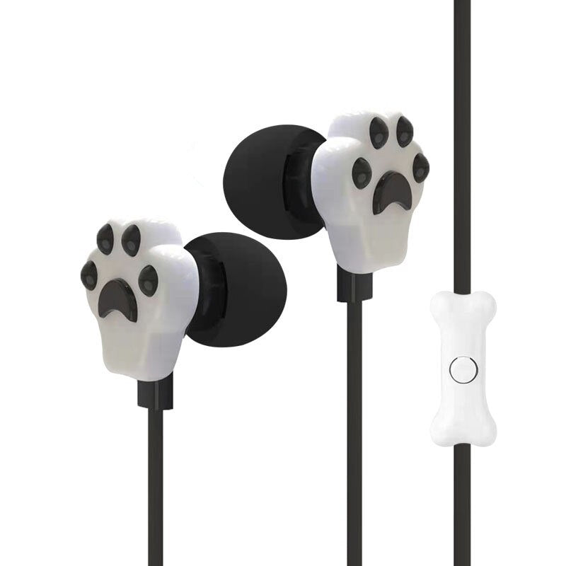 Childs Earphone New Lovely Cute Cartoon Cat Paw 3.5mm In-ear Earphone with Rotate Case with Microphone for IPhone Samsung Xiaomi