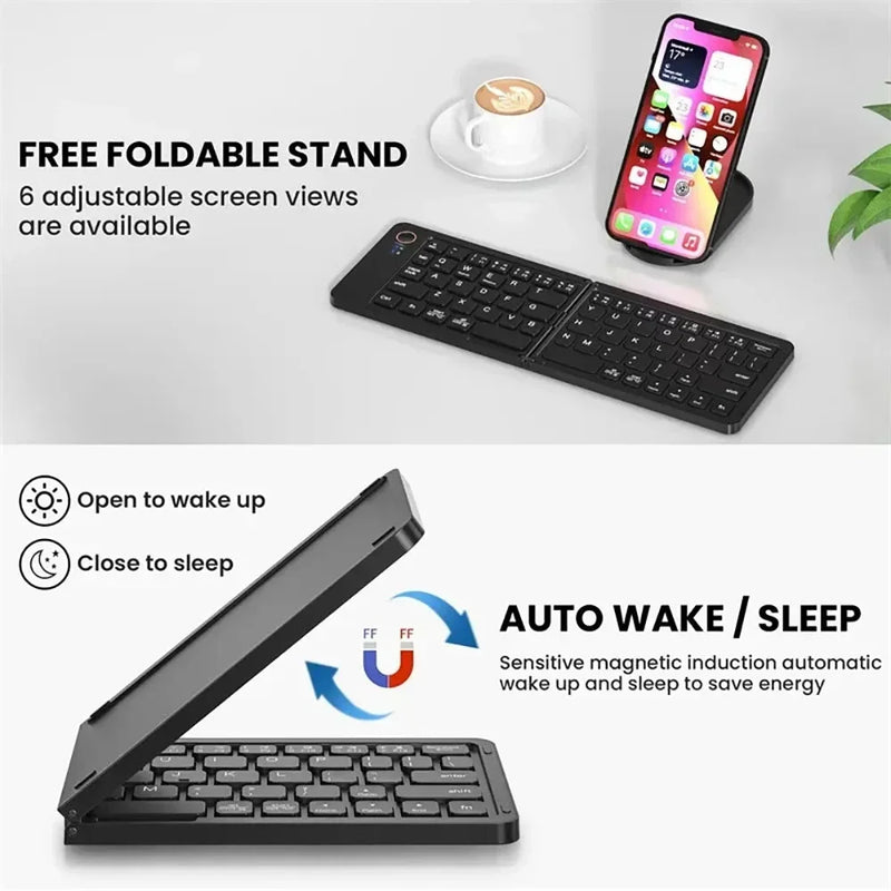 Hebrew/Russian/Spanish/Portuguese/Korean Folding Keyboard Bluetooth Keyboard Portable For Tablet iPad PC Android IOS Windows