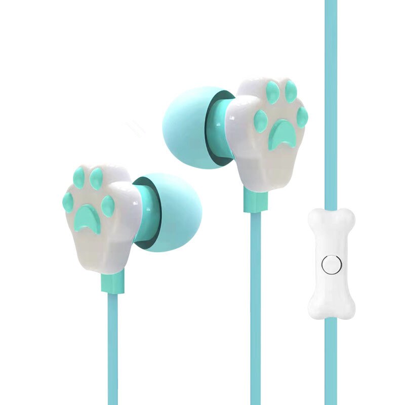 Childs Earphone New Lovely Cute Cartoon Cat Paw 3.5mm In-ear Earphone with Rotate Case with Microphone for IPhone Samsung Xiaomi