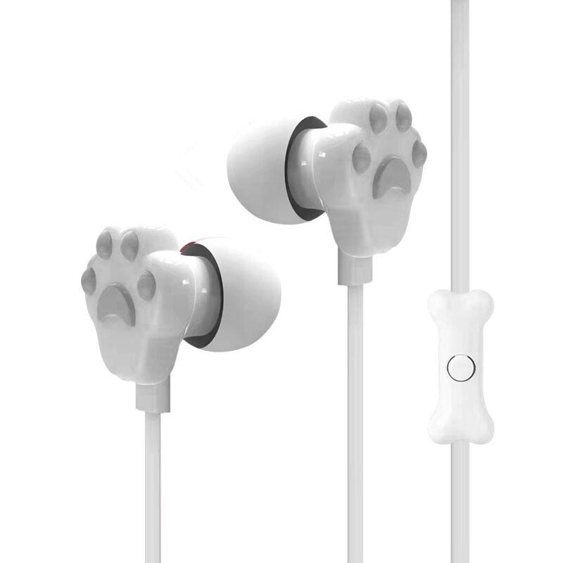 Childs Earphone New Lovely Cute Cartoon Cat Paw 3.5mm In-ear Earphone with Rotate Case with Microphone for IPhone Samsung Xiaomi