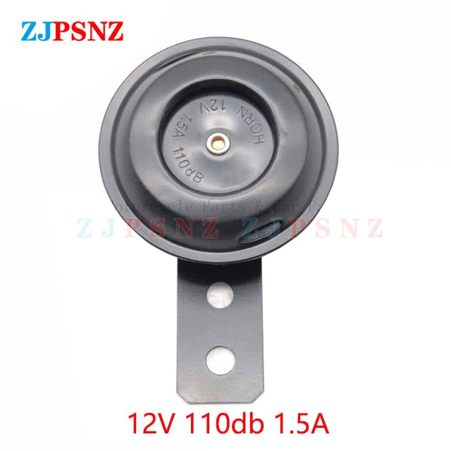 Universal Scooter Horn 6V 12V 24V 36V 48V 60V 72V E-Bikes Motorcycle Electric Horn Kits 110db Waterproof Round Loud Horn Speaker