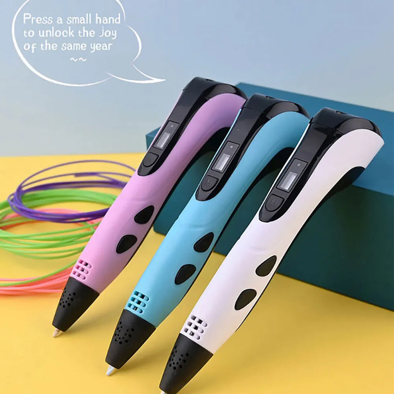 High Quality 3D Pen for Children with LED Screen 200M PLA and Power Adapter and Storage Box Christmas Birthday DIY Gift for Kids