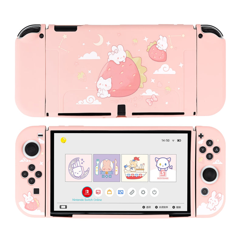 GeekShare Nintendo Switch Case Steamed Bread Rabbit Cartoon Dessert Fairy League Soft Cover Back Girp Shell For Nintend Switch