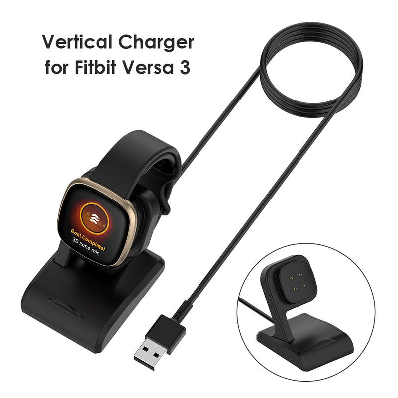 Sense Charging Cable Dock Station Smart Bracelet Replacement Charging Cable Portable USB Charger for Fitbit Versa 3/2/Fitbit