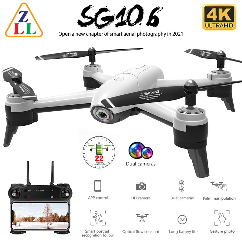 ZLL SG106 WiFi FPV RC Drone 4K Camera Optical Flow 1080P HD Dual Real Time Aerial Video Wide Angle Quadcopter Aircraft Dron