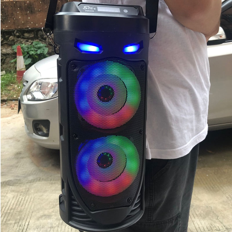 Large Square Dance Portable Bluetooth Speaker LED Colorful Light Soundbar Column KTV Soundbox Wireless Subwoofer HiFi Boombox