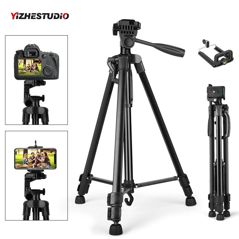 Yizhestudio Camera Tripod 50-140cm DSLR Flexible Portable Stand for Gopro iPhone Canon Nikon Sony with Phone Clip with 1/4 Screw