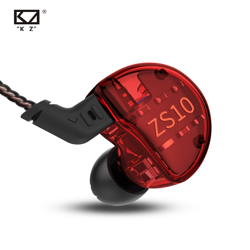 KZ ZS10 Headphones 10 drivers Earphones 4BA+1DD Dynamic hybrid Earbuds HiFi Bass Sport Headset Noise Cancelling in Ear Monitors