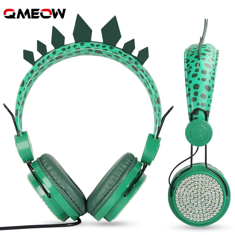 Boy headphones Jurassic dinosaur 3.5mm wired headphones with microphone suitable for learning games mobile phone headphones cute