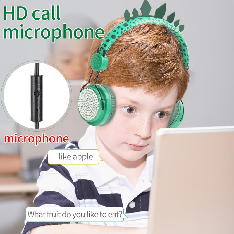 Boy headphones Jurassic dinosaur