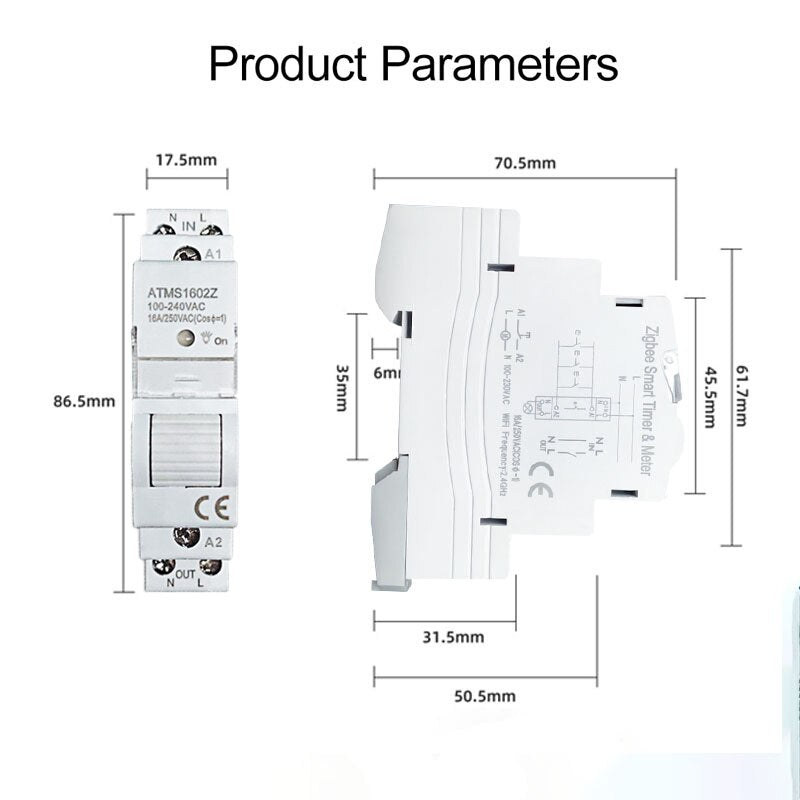 Smart Life ZigBee 16A Din Rail 1P Switch