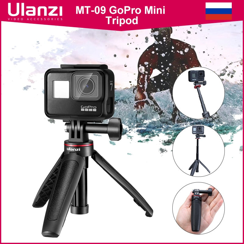 Ulanzi MT-09 Extend Gopro Vlog Tripod Mini Portable Tripod for Gopro Hero 10 9 8 7 6 5 Black Session Osmo Action insta360 Camera